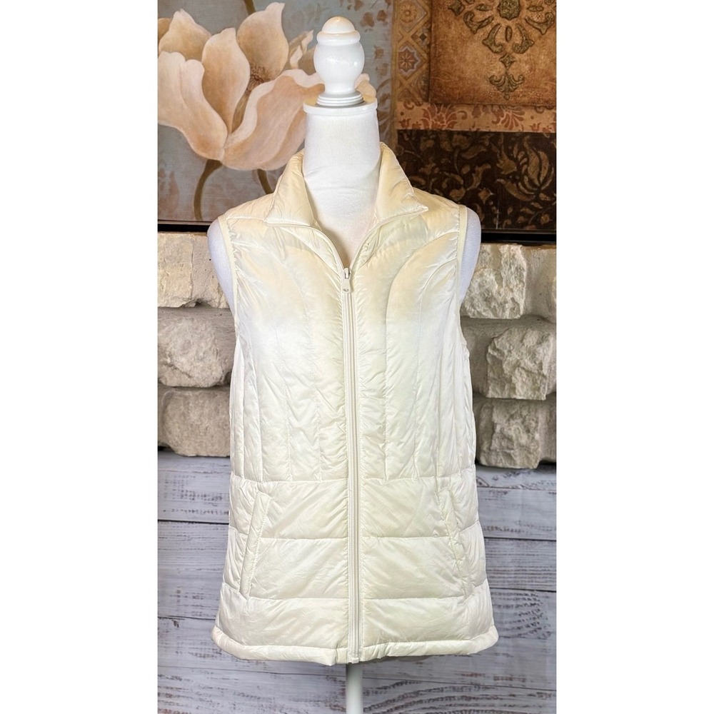 Be Inspired Womens Small Ivory Down Packable Puffer Vest Lightweight Ivory
